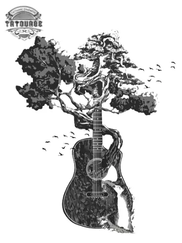 tatouage ephemere arbre et guitare Tatouage éphémère arbre et guitare