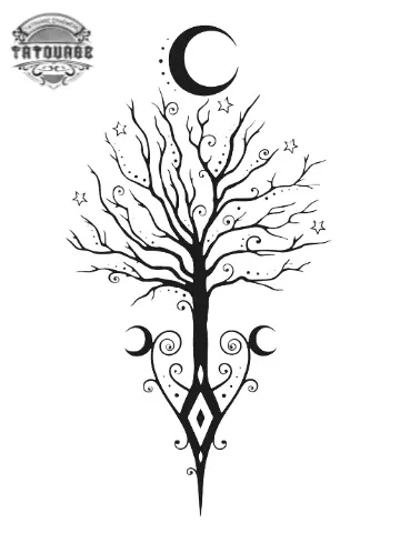 tatouage ephemere arbre et lune Tatouage éphémère arbre et lune