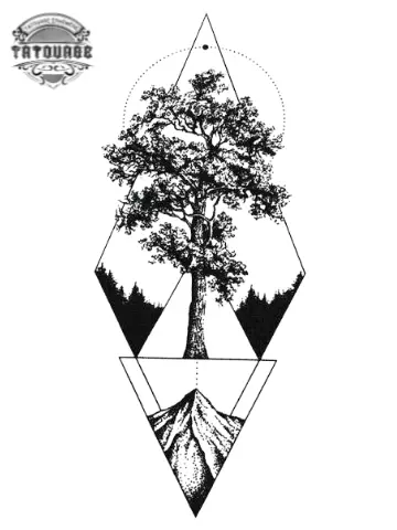 Tatouage éphémère arbre géométrique