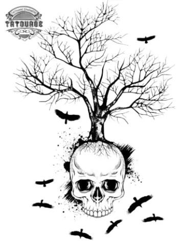 Tatouage éphémère arbre mort