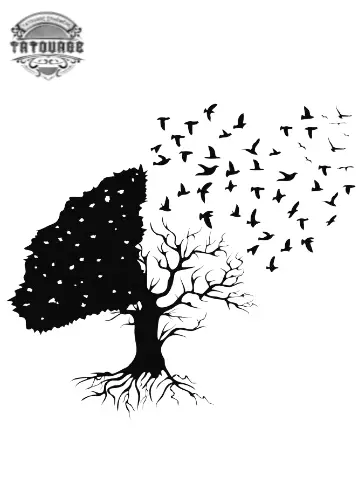 tatouage ephemere arbre oiseau Tatouage éphémère arbre oiseau