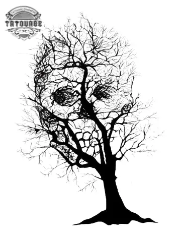 tatouage ephemere arbre tete de mort Tatouage éphémère arbre tête de mort
