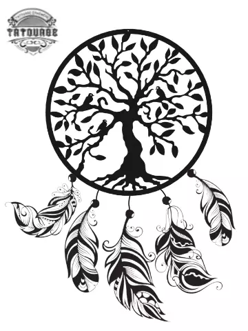 Tatouage éphémère attrape rêve arbre de vie