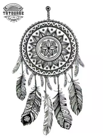 Tatouage éphémère plume attrape rêve