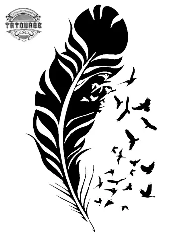tatouage ephemere avec plume et oiseaux Tatouage éphémère avec plume et oiseaux