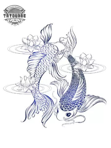 tatouage ephemere carpe koi fleur de lotus Tatouage éphémère carpe koi fleur de lotus