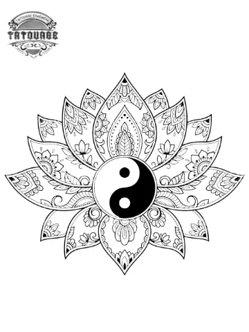 tatouage ephemere fleur de lotus yin yang Tatouage éphémère fleur de lotus yin yang