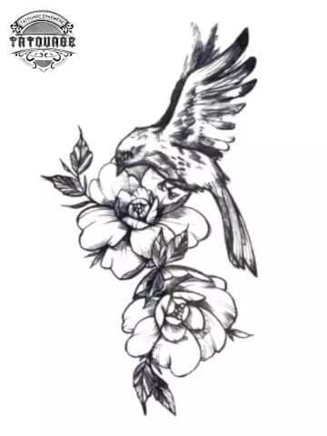 Tatouage éphémère fleur et oiseau