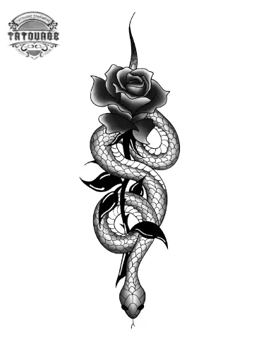 tatouage ephemere fleur et serpent Tatouage éphémère fleur et serpent