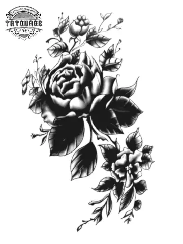 Tatouage éphémère fleur noir