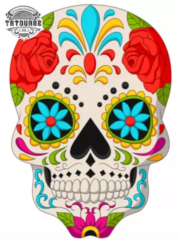 tatouage ephemere fleur tete de mort Tatouage éphémère fleur tête de mort