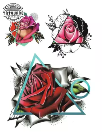 tatouage ephemere fleur triangle Tatouage éphémère fleur triangle