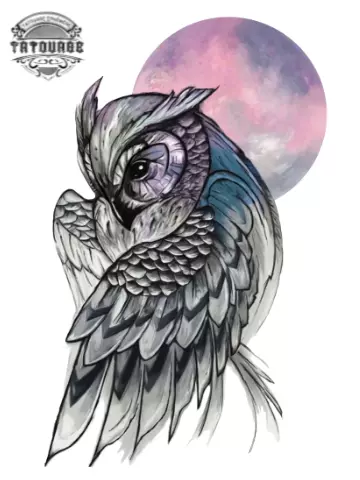 tatouage ephemere hibou lune Tatouage éphémère hibou lune