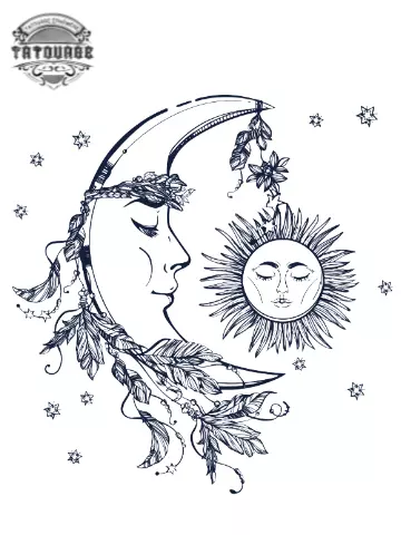 tatouage ephemere la lune et le soleil Tatouage éphémère la lune et le soleil