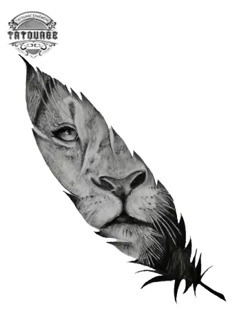 tatouage ephemere lion plume Tatouage éphémère lion plume