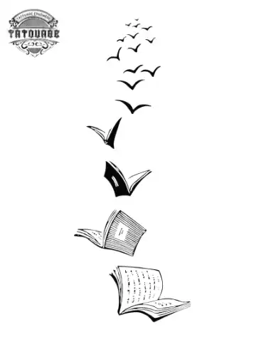 Tatouage éphémère livre oiseau