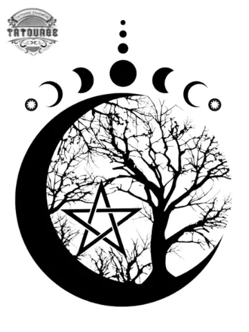 tatouage ephemere lune arbre de vie Tatouage éphémère lune arbre de vie