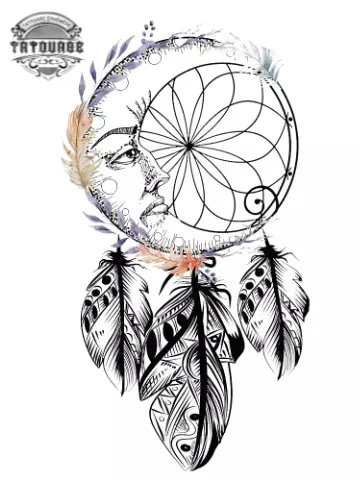 tatouage ephemere lune attrape reve Tatouage éphémère lune attrape rêve