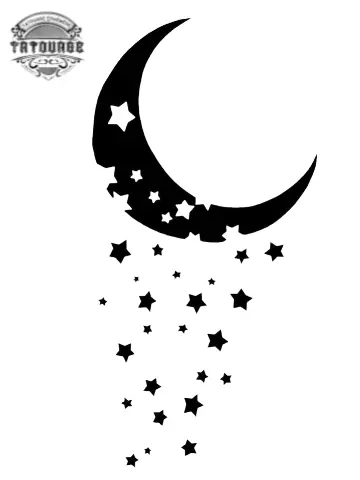 tatouage ephemere lune avec etoile Tatouage éphémère lune avec étoile