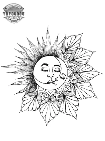 tatouage ephemere lune dans soleil Tatouage éphémère lune dans soleil