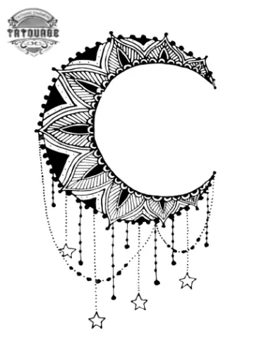 tatouage ephemere lune dentelle Tatouage éphémère lune dentelle