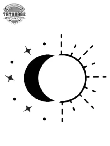tatouage ephemere lune et soleil ensemble Tatouage éphémère lune et soleil ensemble