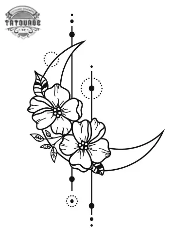 tatouage ephemere lune fleur Tatouage éphémère lune fleur