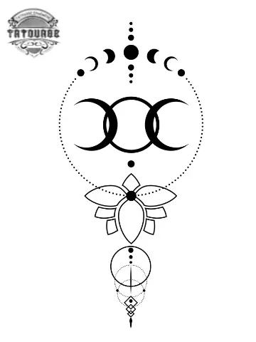 tatouage ephemere lune geometrique Tatouage éphémère lune géométrique