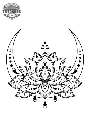 tatouage ephemere lune lotus Tatouage éphémère lune lotus