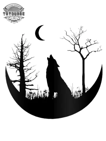 tatouage ephemere lune loup Tatouage éphémère lune loup