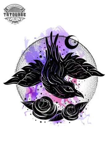 tatouage ephemere lune oiseau Tatouage éphémère lune oiseau