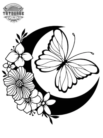 tatouage ephemere lune papillon Tatouage éphémère lune papillon