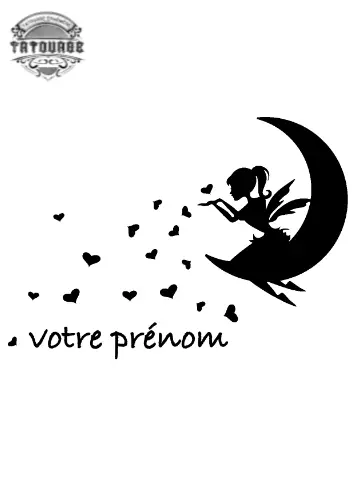 tatouage ephemere lune prenom Tatouage éphémère lune avec prénom