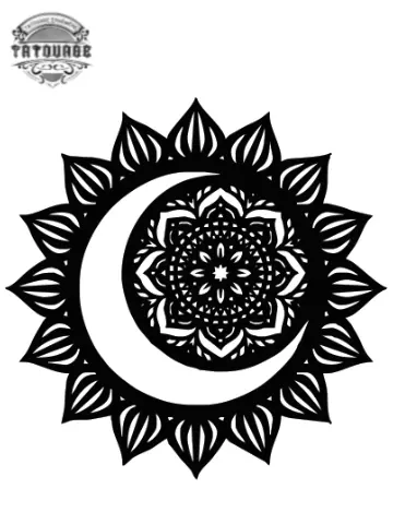 tatouage ephemere lune soleil mandala Tatouage éphémère lune soleil mandala