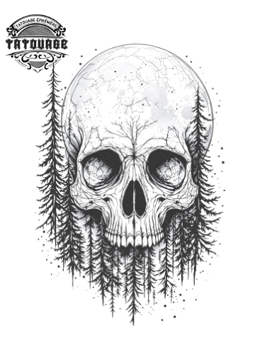 tatouage ephemere lune tete de mort Tatouage éphémère lune tête de mort