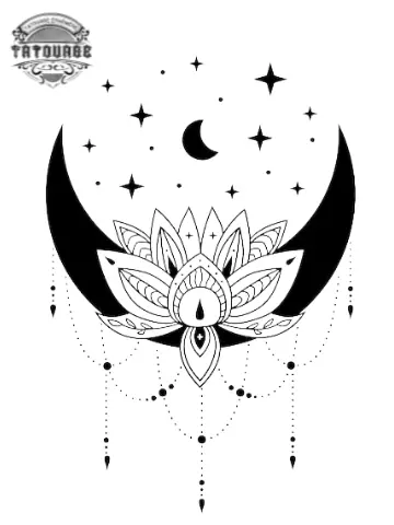 tatouage ephemere lune unalome Tatouage éphémère lune unalome