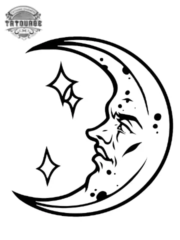 tatouage ephemere lune visage Tatouage éphémère lune visage