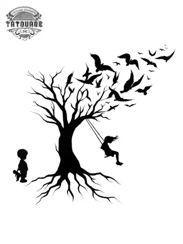 tatouage ephemere oiseau arbre de vie Tatouage éphémère oiseau arbre de vie
