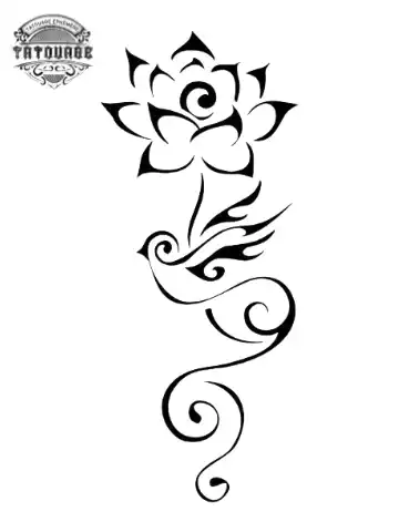tatouage ephemere oiseau avec fleur Tatouage éphémère oiseau avec fleur
