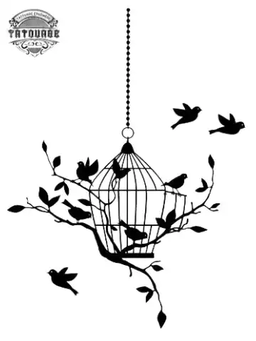 Tatouage éphémère oiseau en cage