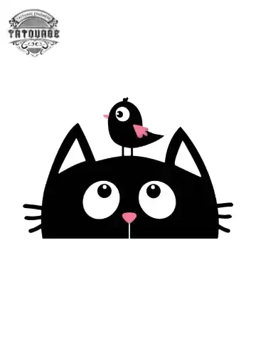 tatouage ephemere oiseau et chat Tatouage éphémère oiseau et chat