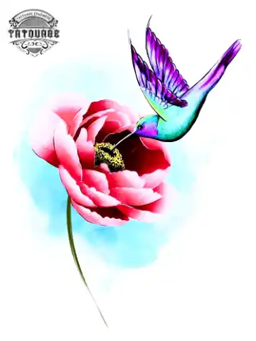 Tatouage éphémère oiseau fleur