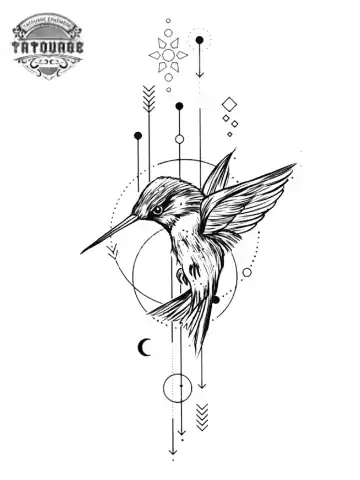 tatouage ephemere oiseau geometrique Tatouage éphémère oiseau géométrique