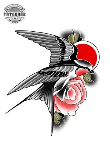 Tatouage éphémère oiseau japonais