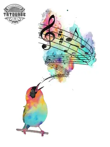 tatouage ephemere oiseau musique Tatouage éphémère oiseau musique