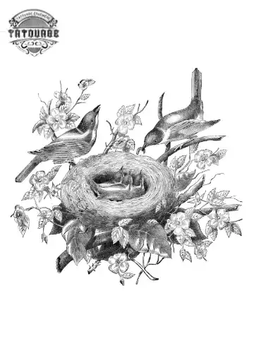 Tatouage éphémère oiseau nid d’oiseau