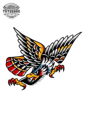 tatouage ephemere oiseau old school Tatouage éphémère oiseau old school