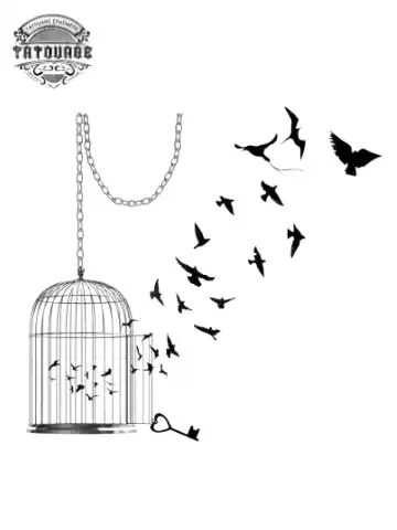 tatouage ephemere oiseau qui sort de sa cage Tatouage éphémère oiseau qui sort de sa cage