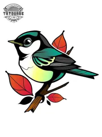 Tatouage éphémère oiseau sur une branche