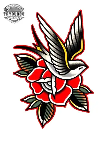 tatouage ephemere oiseau vintage Tatouage éphémère oiseau vintage